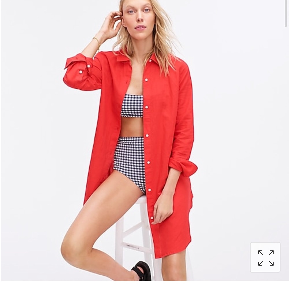 Jcrew NWT red linen coverup